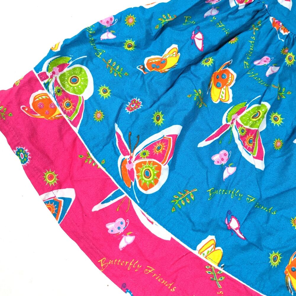 Vtg Please Mum Dress Girls Sz Small 4T Y2K Sundress Wrap Butterfly Bright - Picture 3 of 6
